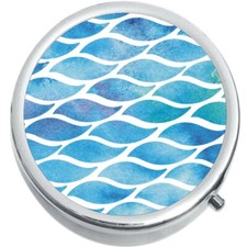 Blue Wavy Pattern Medicine Vitamin Pill Box