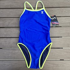 TYR Swimsuit Womens Navy/royal Blue Hydra Span Reversible Diamond Fit Sz S New