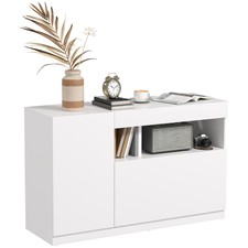 HOMCOM Credenza Moderna Bassa Ante Ammortizzate e Apertura a Pressione Bianco