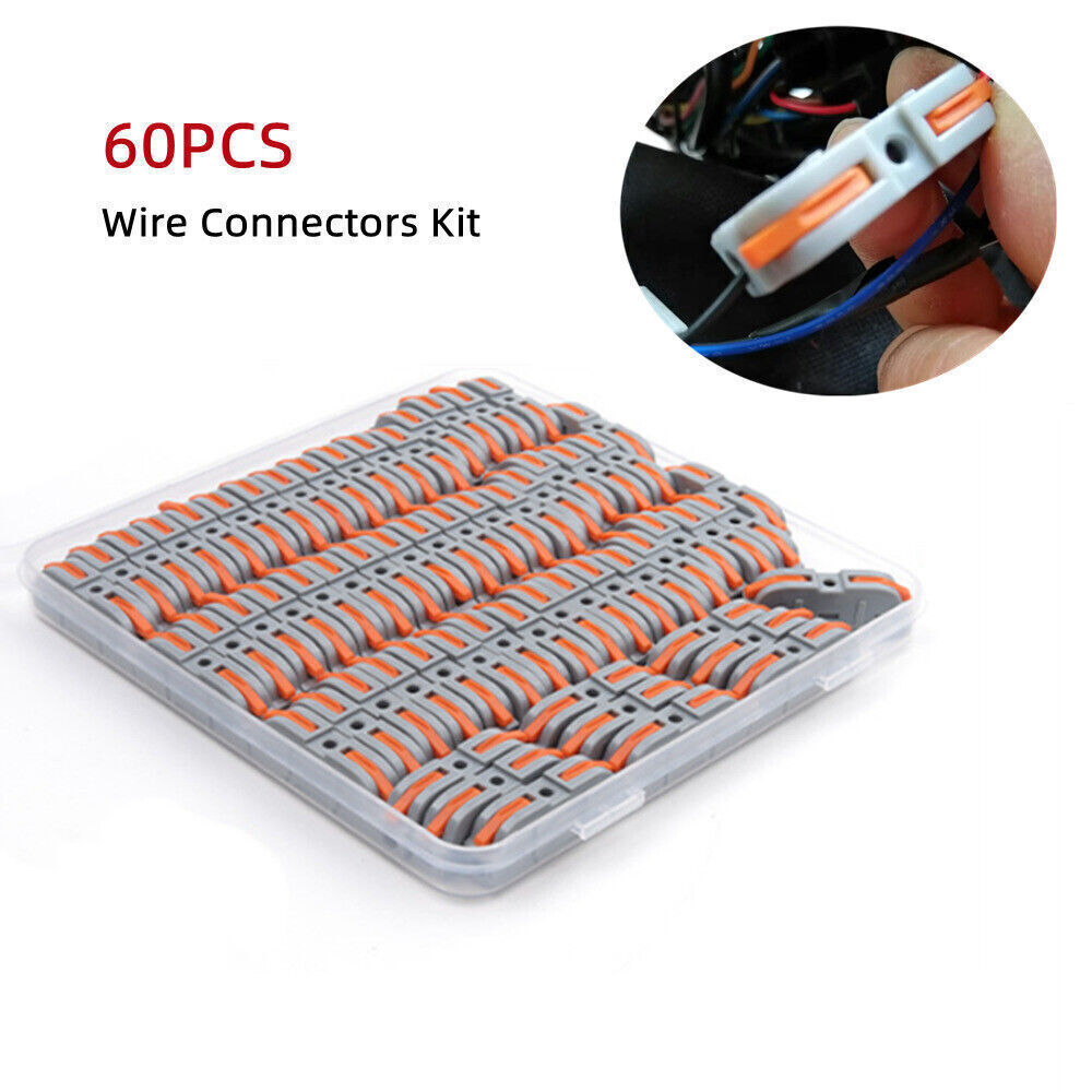 New 60Pcs Reusable Electrical Connectors Wire Block Clamp Terminals Cable New 60Pcs Reusable Electrical Connectors Wire Block Clamp Terminals Cable