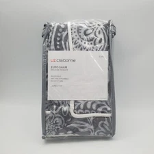 1 Liz Claiborne Brooke Paisley Reversible Euro Pillow Sham Square Cotton Case