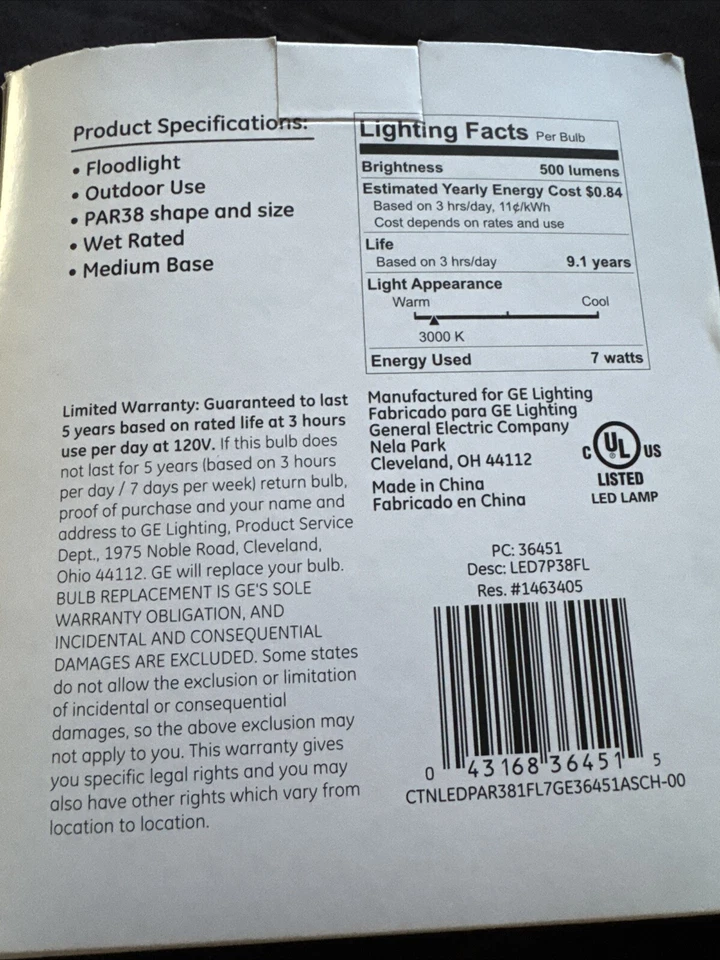 Ge basic Dimmable LED 500 Lumen par38 Floodlight outdoors 1 bulb - Image 2 of 4