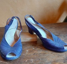 Purple 1940s Peeptoe Slingback Heels Sz 6.5 Need To Be Resoled