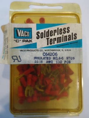 Vaco Solderless Terminals Insulated   C64206 - 22-18 AWG (100 pack)