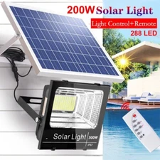 200W LED Solar Floodlight Panel Street Lights Outdoor Waterproof Remote Control