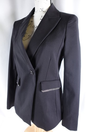 ECRU Women's Blazer Jacket Size 2 Baby Chain Black NWT $275 Career Single Button - Picture 11 of 24