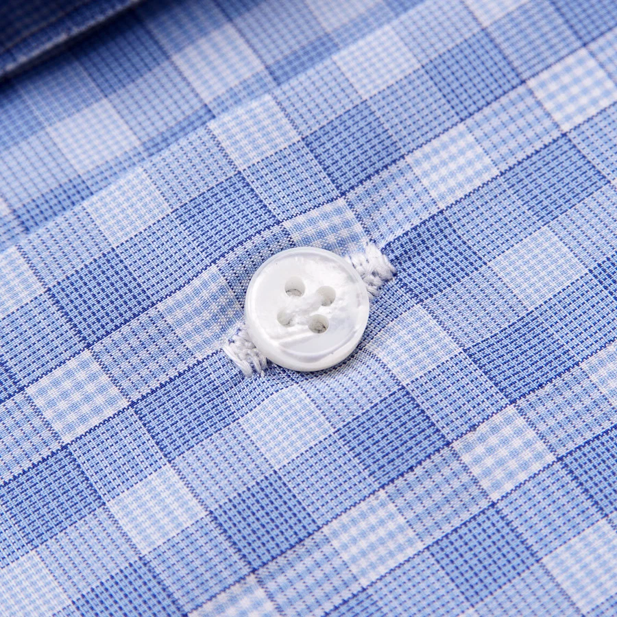 Новый с Ярлыками $375 SARTORIA PARTENOPEA небесно-голубой чек хлопковая рубашка 16 x 35 классический крой - Изображение 3 из 4