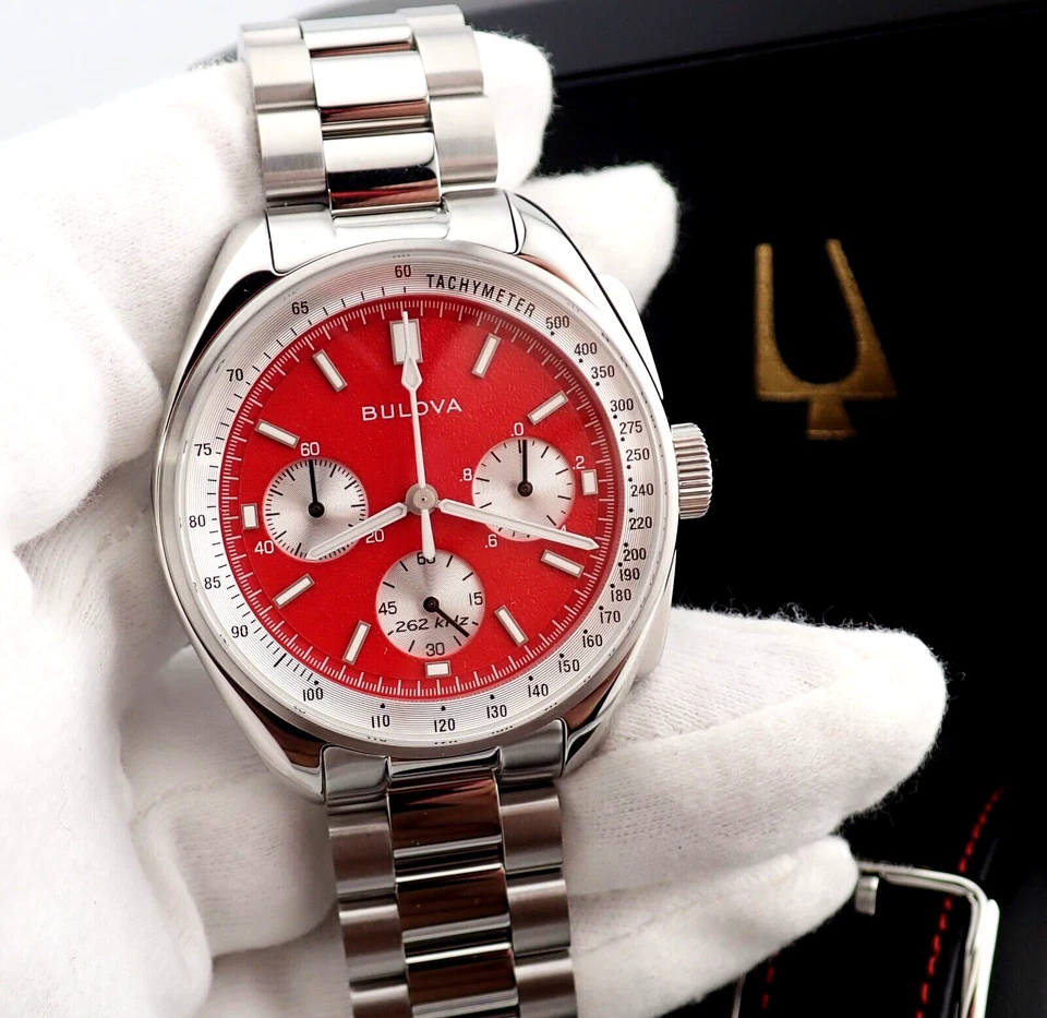 BULOVA Lunar Pilot SE "Blood Moon" Chronograph Watch Set 96K115 NEW R23-94
