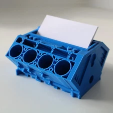 Business card holder V8 3D engine. Desk gadget