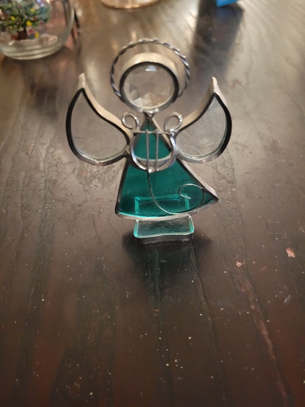 Angel  stained glass Suncatcher Vintage Holiday Decor