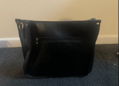 Iseyou Umhängetasche veganes Leder groß Schultertasche mit verstellbaren Trägern - schwarz