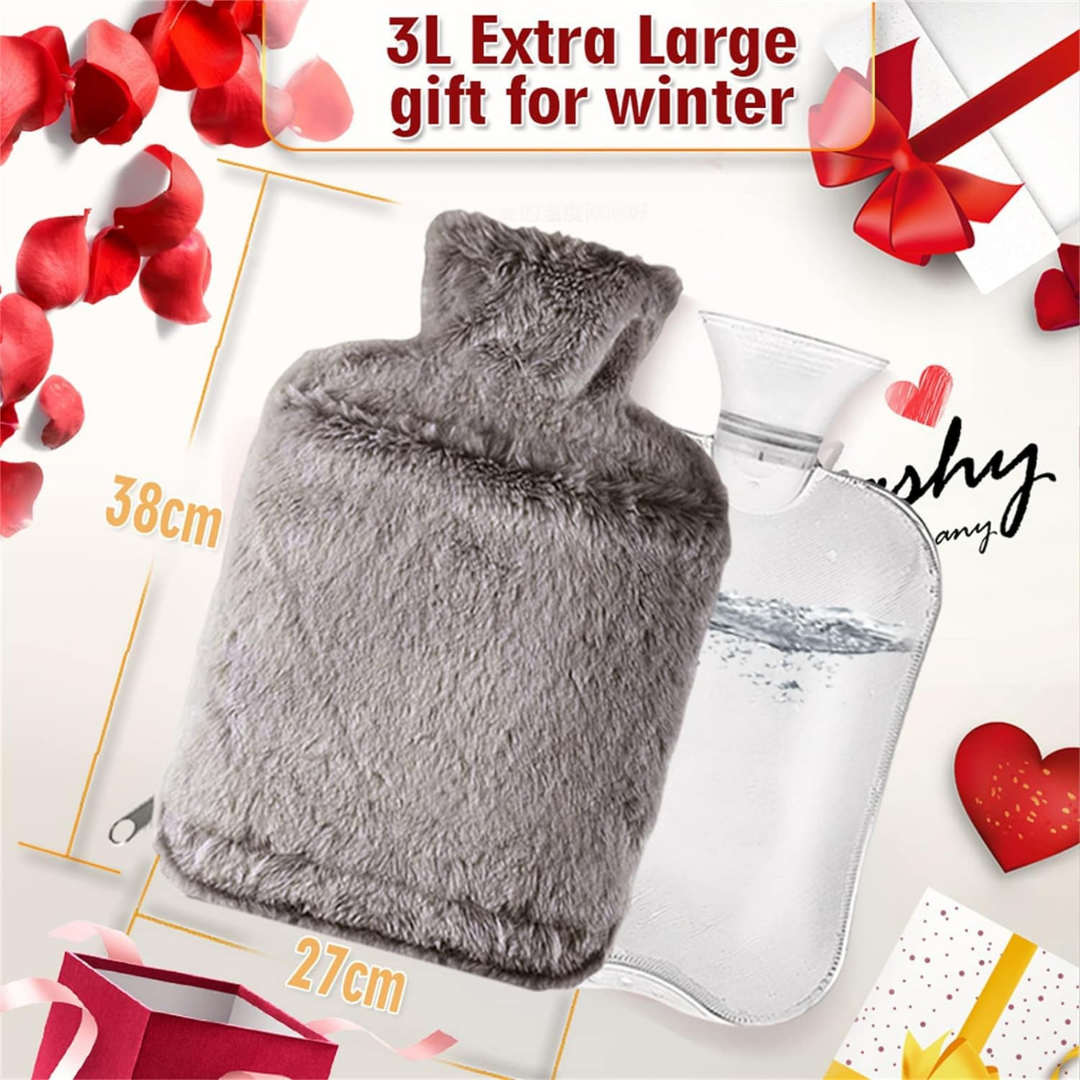 Large Hot Water Bottle with Cover 3L, Extra Large Hot Water Bag with