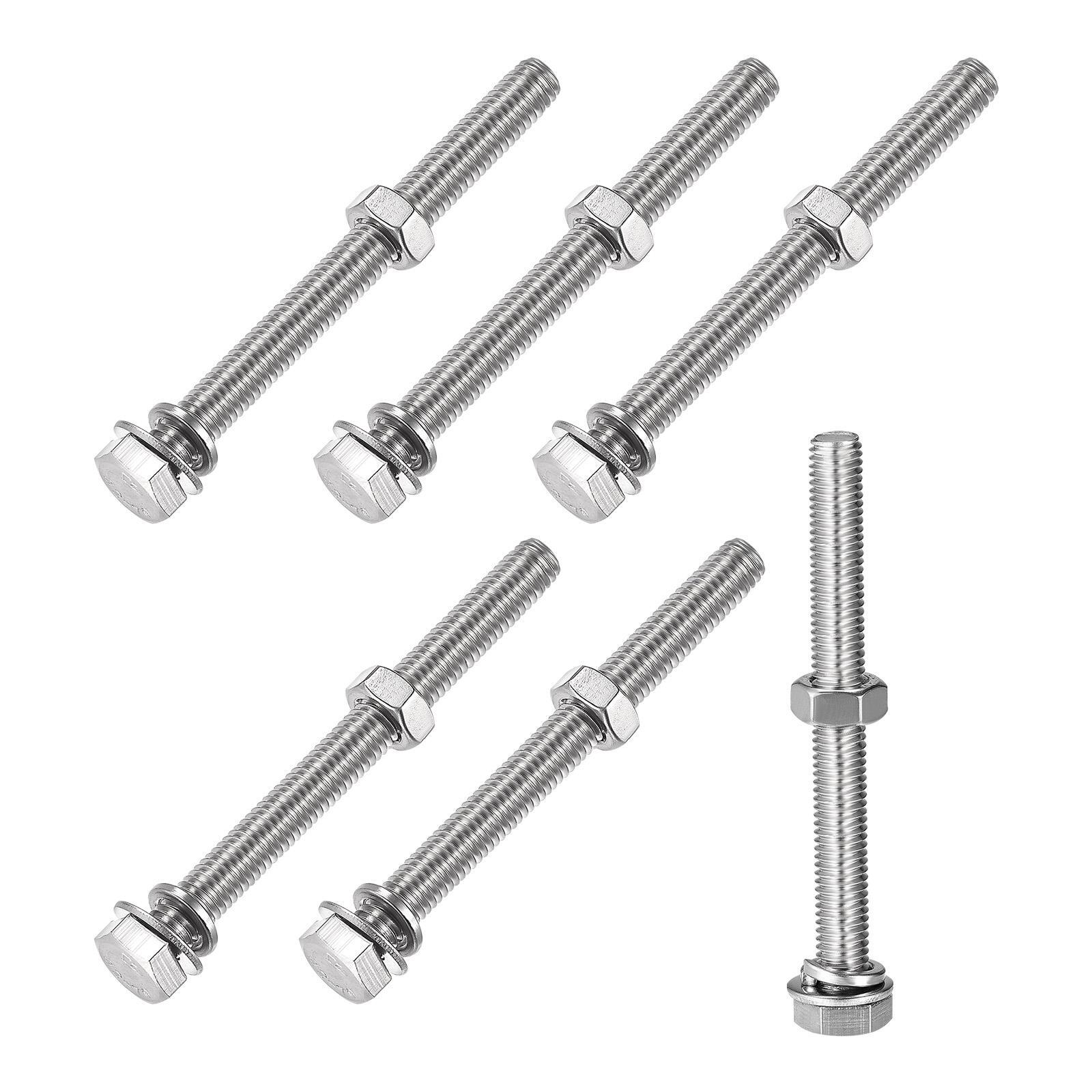 M8x75mm Hex Head Screws Bolts Nuts Washers Kit 6 Sets