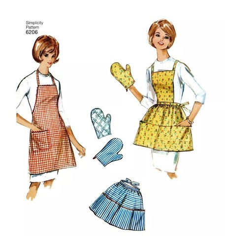 Simplicity Sewing Pattern 6206 Aprons Oven Mitts Bag & Clutch Vintage 1960s - Picture 3 of 5