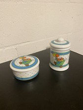 Vintage 1985 Enesco Japan Clown Balloon Birthday Container Jar Set