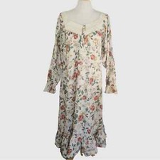 Vintage Gold Tag Victoria Secret Lace Detail Floral Ruffle Sleeve Maxi Dress M