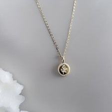 Dainty Elegant Rose Floral Round Small Pendant Necklace