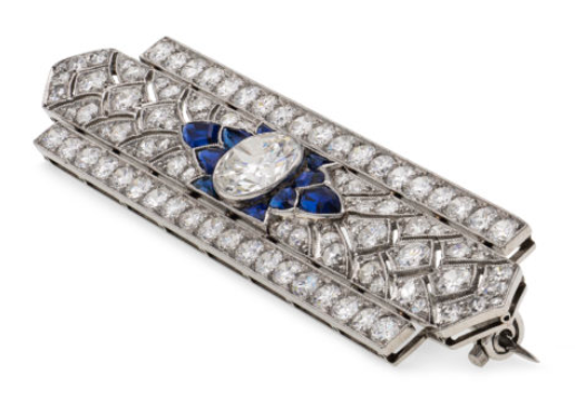 Fine Art Deco 1.75CT Cubic Zirconia & Sapphire Elegant Old Fashion