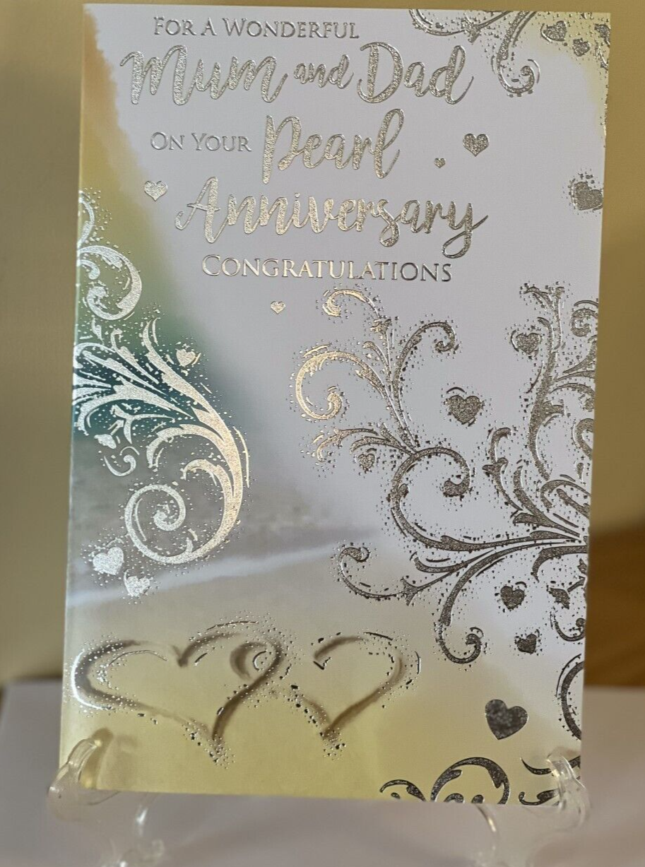Pearl Wedding Anniversary for Wonderful Mum & Dad Card Foil Celebrate 30 yrs