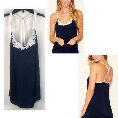 iCollection Womens Camisole Pajama Top Navy Blue Size S New 7803