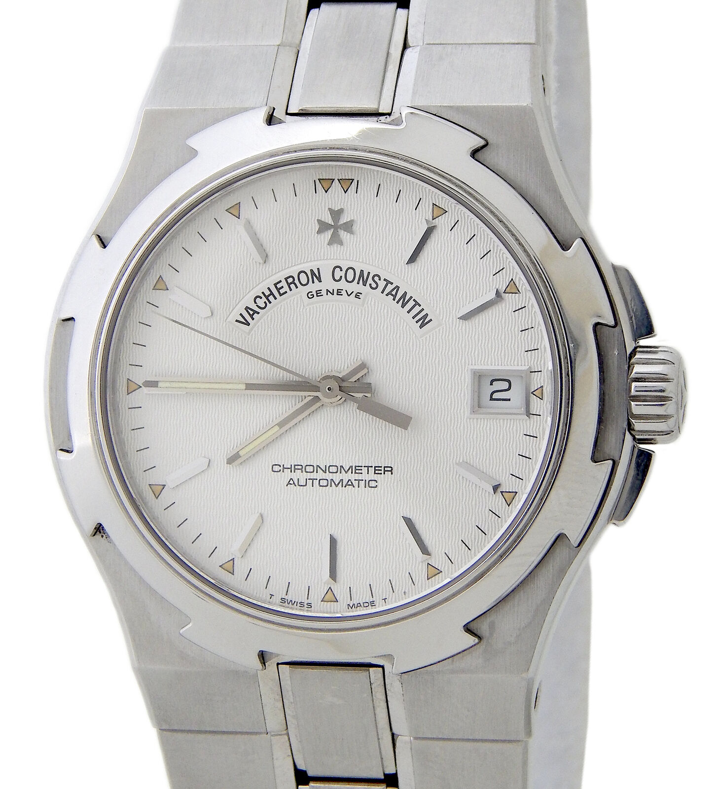 Mens Vacheron Constantin 42042/423A Overseas Stainless Steel Watch White Dial