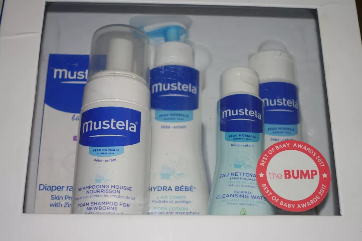 Mustela Newborn Arrival Gift Set, Baby Bath Time Skin Care Essentials, 5  Items