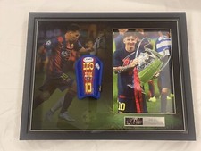 Lionel Messi Personal And Game Used Barcelona Chin guard (Right) & Signed Photo!