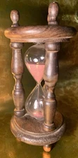WOOD SAND GLASS TIMER Vtg 15 Minute Hourglass Meditation Maritime Kitchen Decor