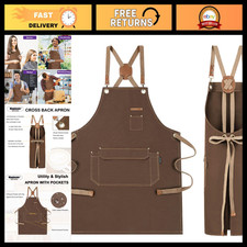 Adjustable Cross Back Chef Apron for Men  Women - Cotton Canvas, Ideal for Cook