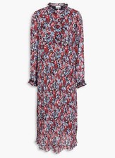 Ganni Floral-Print Long Sleeve Midi Dress. M
