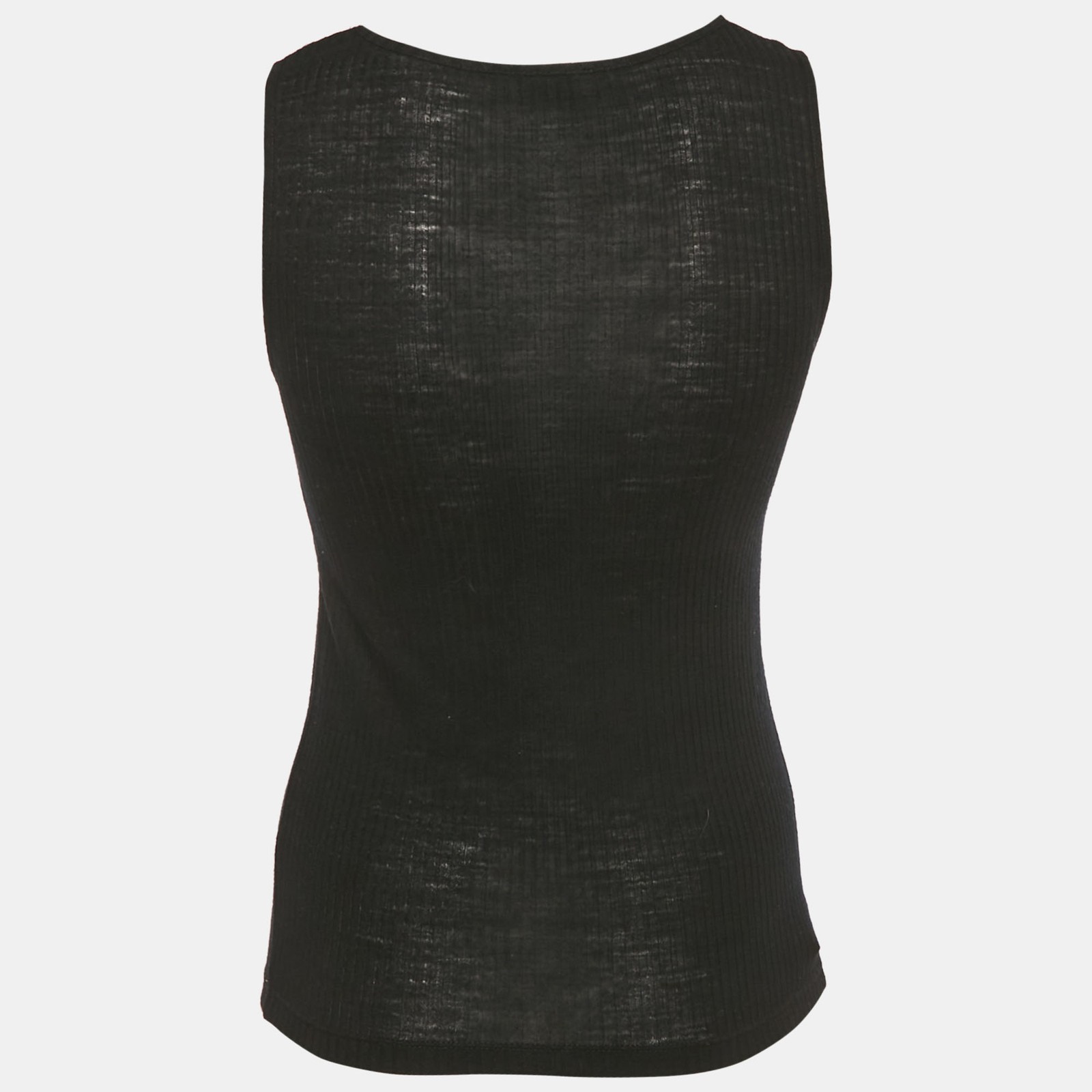 Canotta Saint Laurent nera in maglia a costine XS