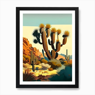 Joshua Trees Nationalpark Vintage gerahmtes Wandbild Poster Leinwanddruck Bild
