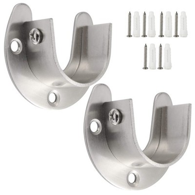 Heavy Duty Closet Rod Holders with 1 1/4 Inch Rod Supports (2 PCS, Silver)