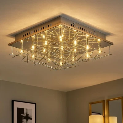 Deckenleuchte Schlafzimmerleuchte Designlampe chrom Wohnzimmer LxB 37x37 cm - Bild 1 von 4