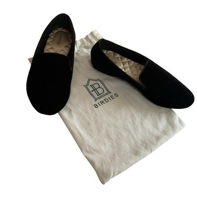 Birdies The Starling Black Velvet Smoking Slipper Loafers Womens 7.5 Flats