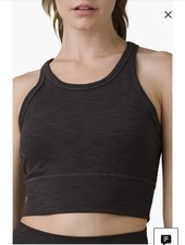 Prana Ribbed Racerback Becksa Bralette Black Heather Yoga Tank Top Bra NWT Sz Md