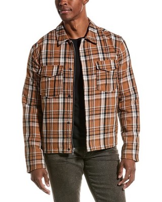 NEW Rag & Bone Garage Cotton Brown Plaid Zip Up Jacket Sz M NWT $595