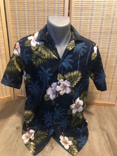 Pacific Legend Hawaiihemd mit Knopfleiste 100% Baumwolle Small S blau (H839)