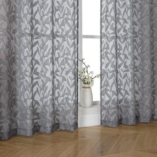 OWENIE Leyna 2 Panels Charcoal Gray Sheer Curtains 63 Inch Length for Bedroom