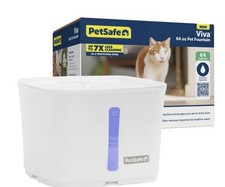 PetSafe Viva 64 oz Water Fountain for Cats, Plastic, White, Single Bowl Design