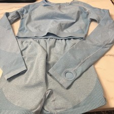 SHEIN Maternity Two Piece Workout Set Shorts Long Sleeve Size Large Stretchy