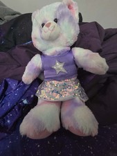Build A Bear Pastel Tiedye Swirl Kitty Cat plush with Sequin Skirt Star Top 16  