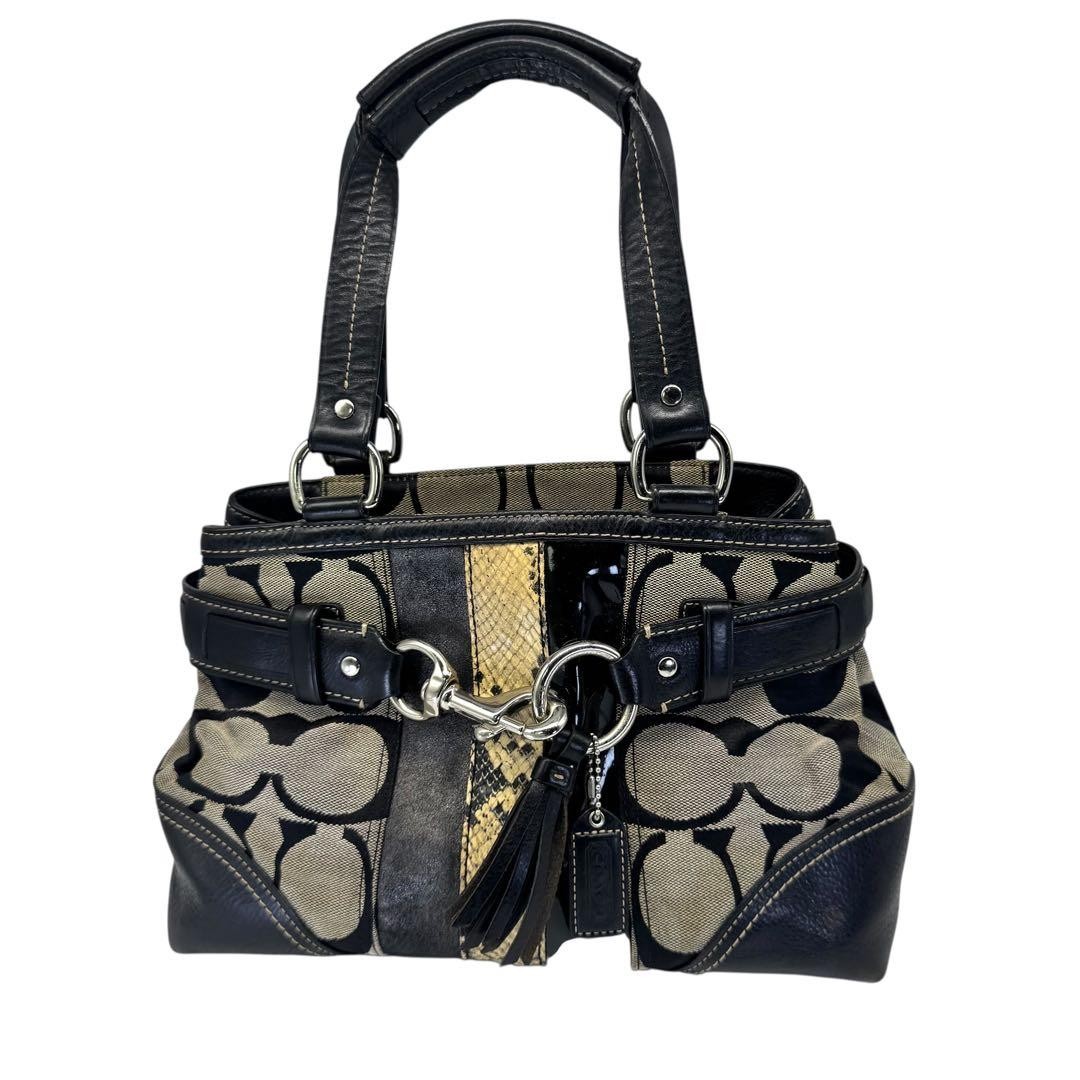 Excellent Condition COACH Handbag Python Embossed… - image 2