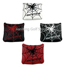 Spider Embroidery Golf Putter Cover PU Leather Magnetic Closure Golf Head Cover