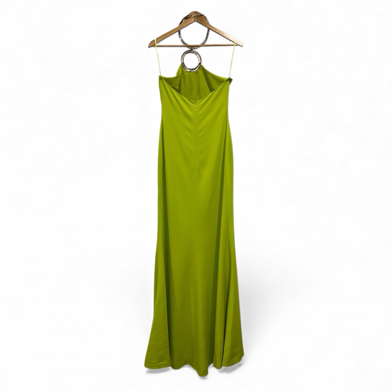 ELIE SAAB Maxi Gown Dress Green Crepe Ring Hardware Silk Formal FR38 US6 NWT 🟡 image 10