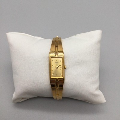 VIntage Seiko Womens Watch 13mm Rectangle Gold Tone 2E20-7479 New