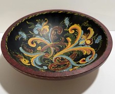 Rare One Of A Kind Hand Turned Wooden Painted Cedar Bowl 10.5 In Diameter ALASKA