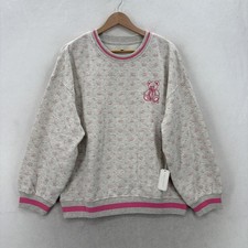 Simply Southern Sweatshirt Womens Medium Gray Floral Bear Love Crew Pullover