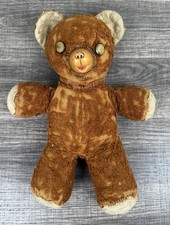 Vintage Teddy Bear Plush Hard Plastic Face Button Eyes 10 Possible Gund