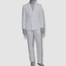 Bar III Men's White Double-Breasted Linen Jacket Pants 2-Piece Suit 36S 30W 30L